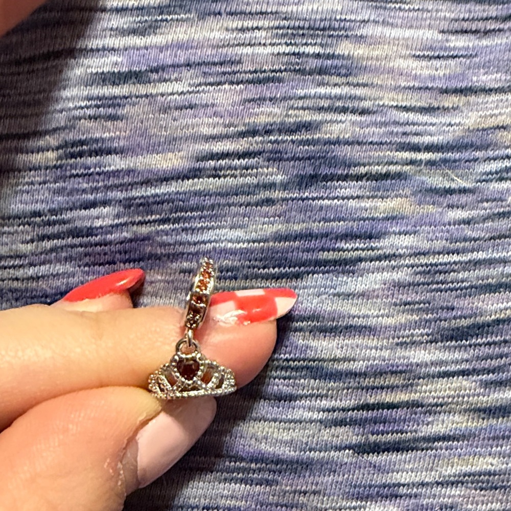 Elegant Silver Crown Charm Bracelet